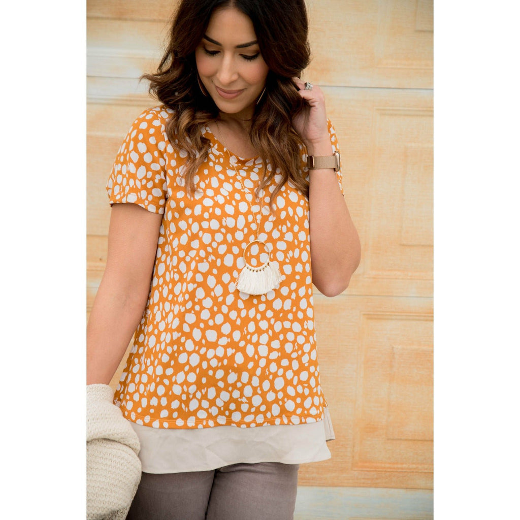 Spotted Blouse Bottom Tee - Betsey's Boutique Shop