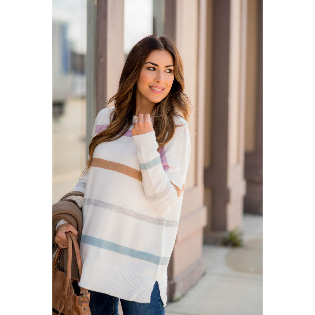 Ivory Chic & Stylish Striped Sweater - Betsey's Boutique Shop