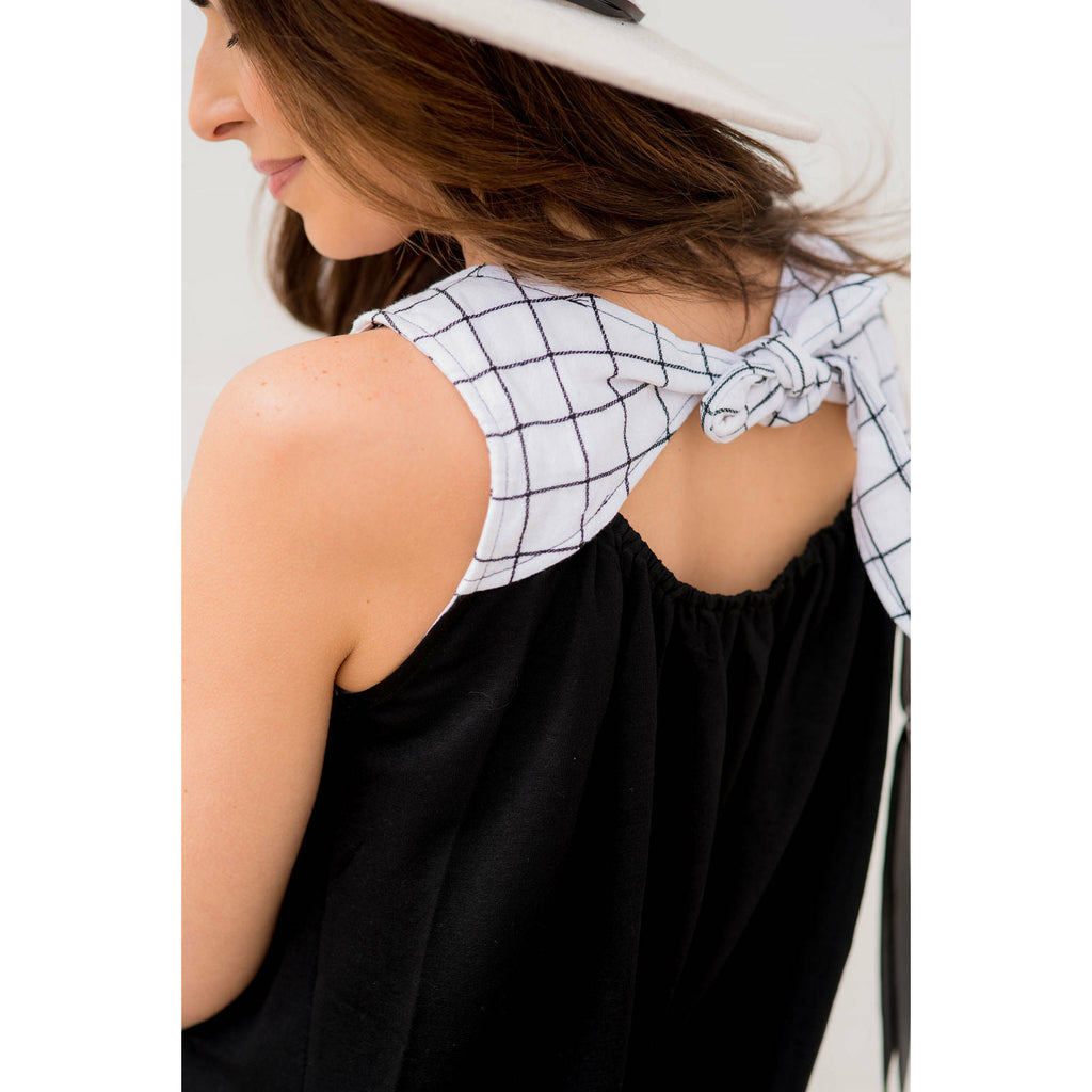 Grid Top Tie Back Tank - Betsey's Boutique Shop