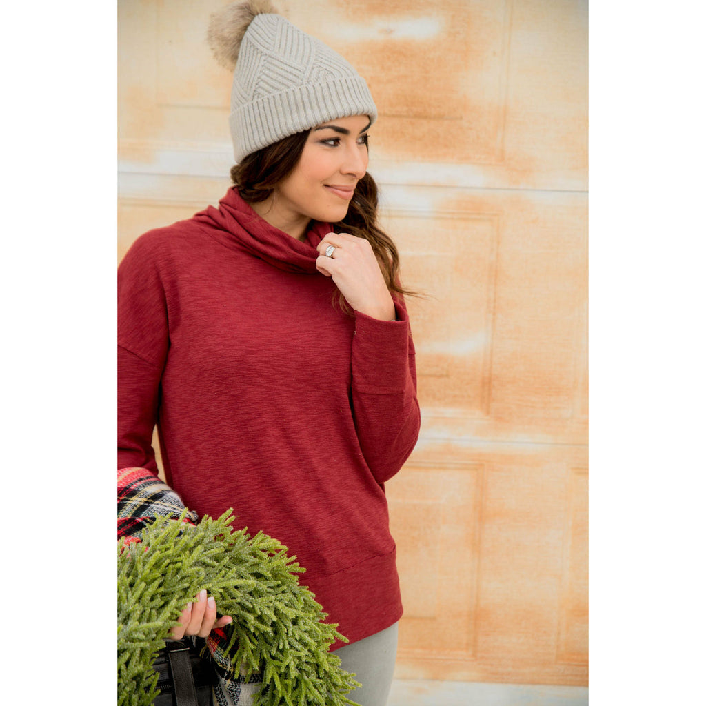 Marled Cowl Neck Sweatshirt - Betsey's Boutique Shop