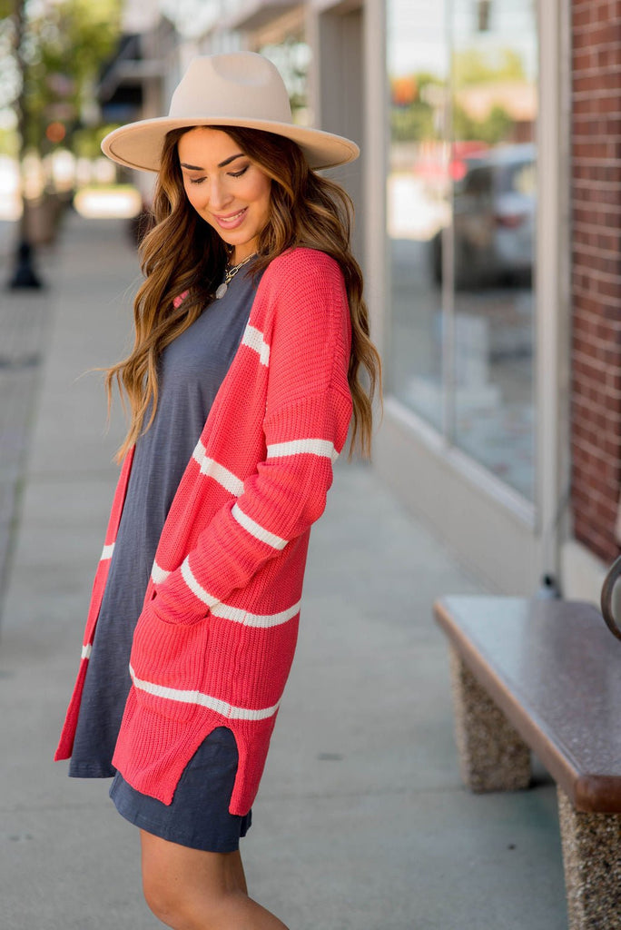 Striped Rugby Cardigan - Betsey's Boutique Shop