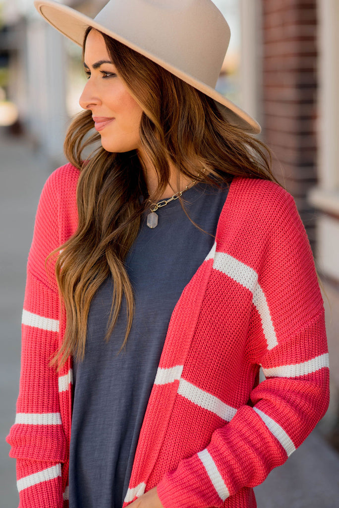 Striped Rugby Cardigan - Betsey's Boutique Shop