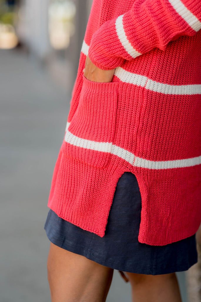 Striped Rugby Cardigan - Betsey's Boutique Shop