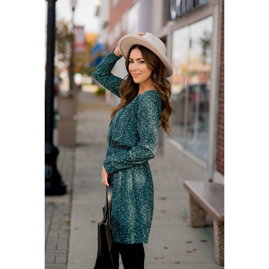 Endearingly Speckled Long Sleeve Dress - Betsey's Boutique Shop - Dresses