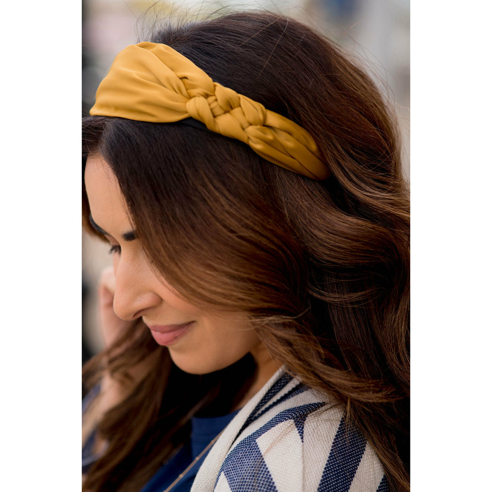 Girls Fashion Twist Knot Turban Headband, Brown, Black Brown