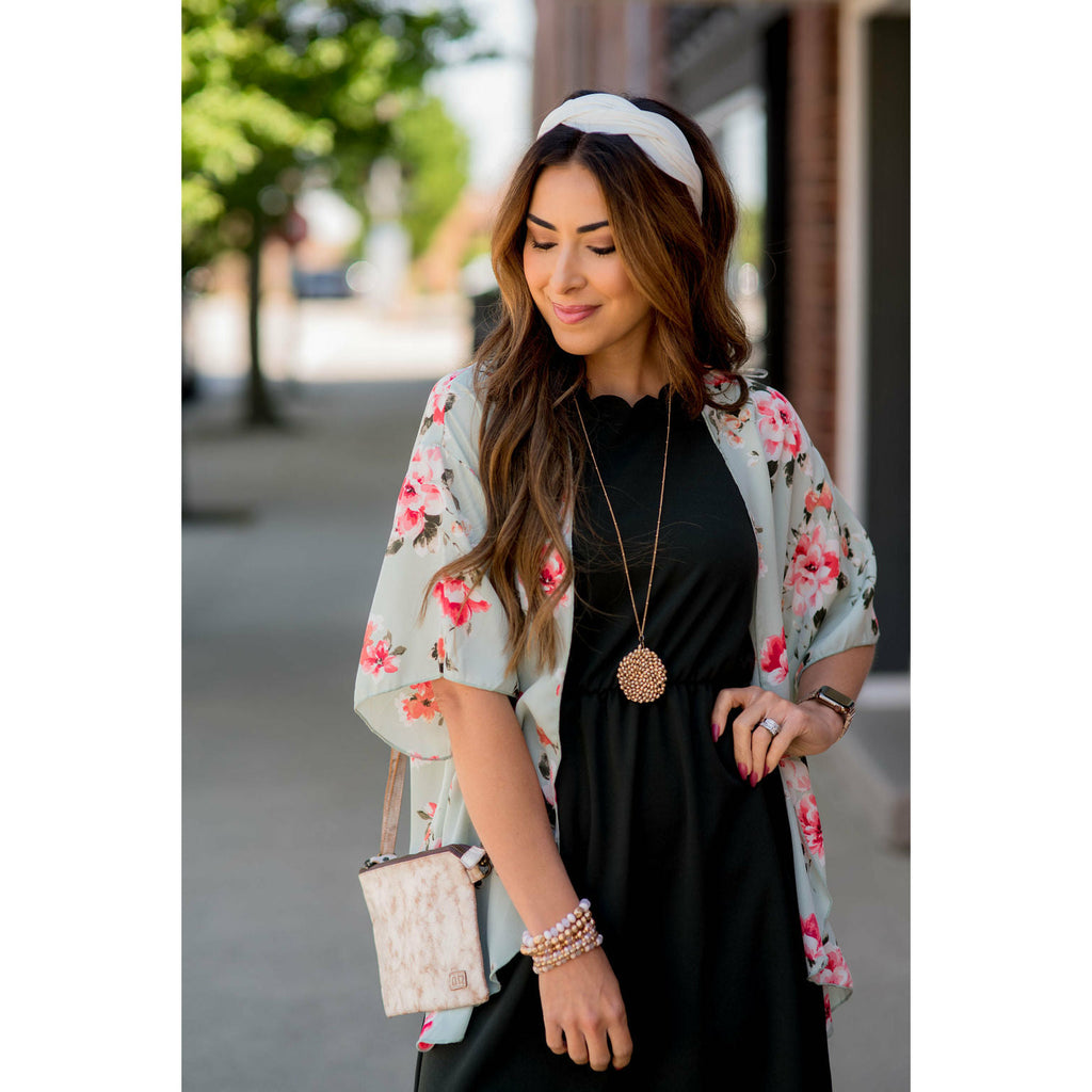 Sage Floral Kimono - Betsey's Boutique Shop