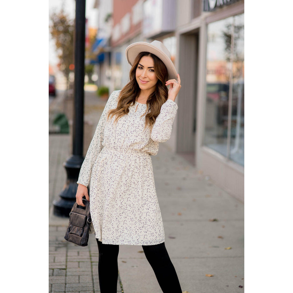 Endearingly Speckled Long Sleeve Dress - Betsey's Boutique Shop - Dresses