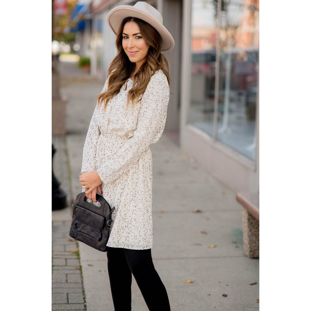 Endearingly Speckled Long Sleeve Dress - Betsey's Boutique Shop - Dresses