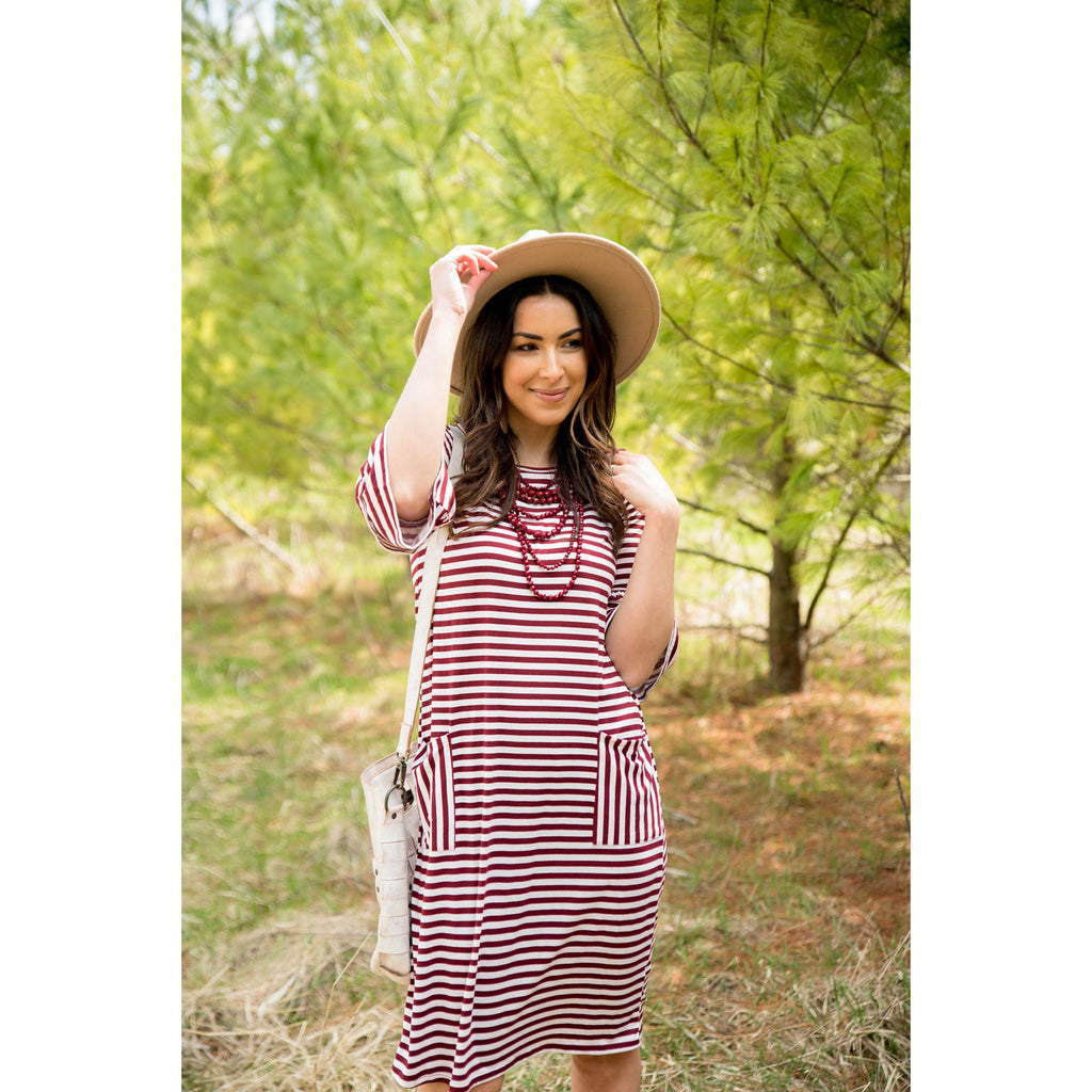 Striped Flutter Pocket Dress - Betsey's Boutique Shop