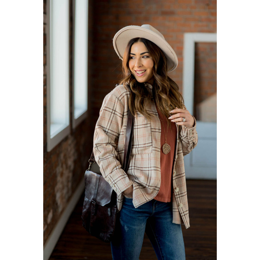 Touch of Marsala So Soft Plaid Shacket - Betsey's Boutique Shop