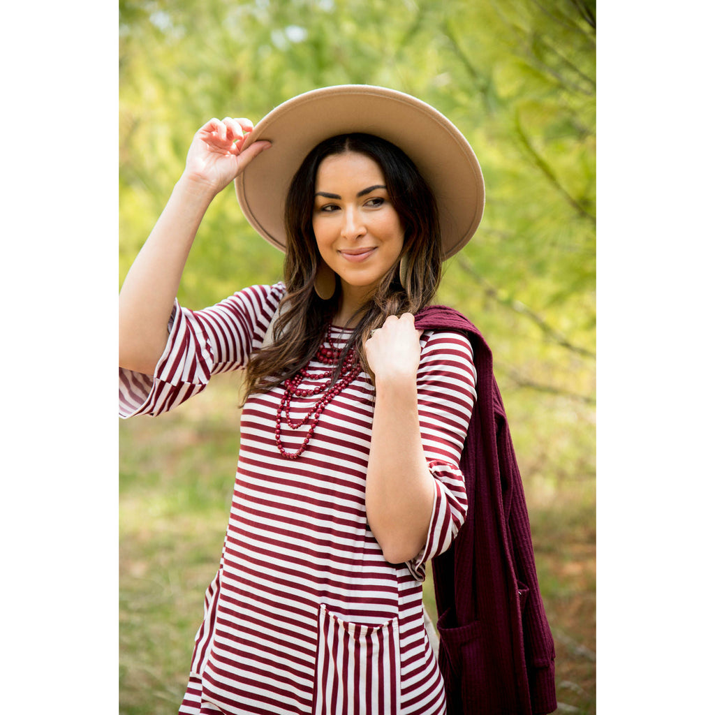 Striped Flutter Pocket Dress - Betsey's Boutique Shop