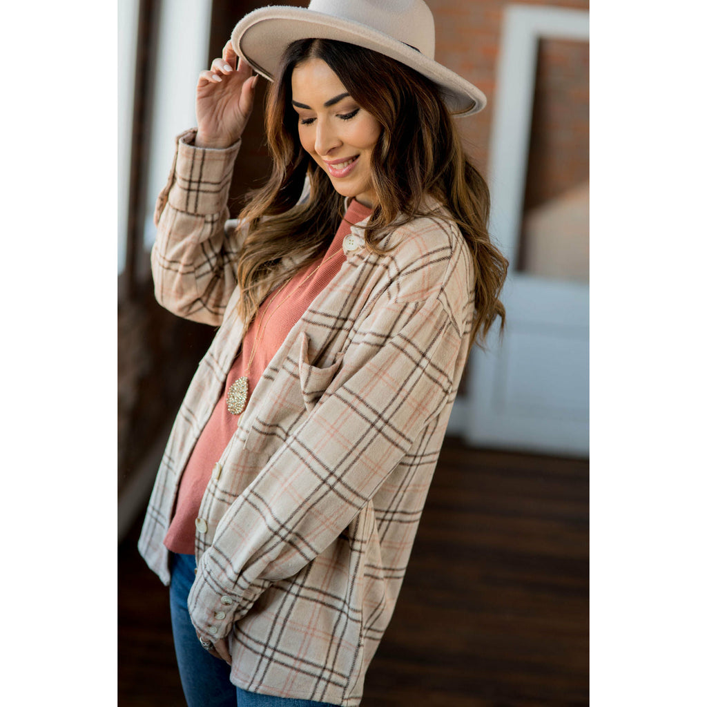 Touch of Marsala So Soft Plaid Shacket - Betsey's Boutique Shop