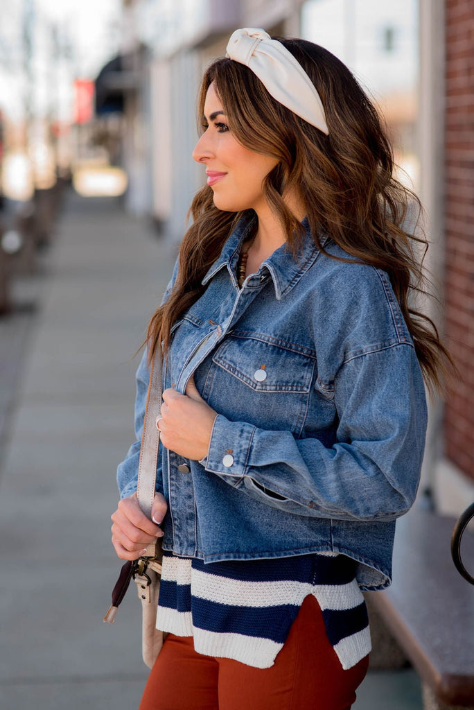 Cropped Denim Jacket - Betsey's Boutique Shop -