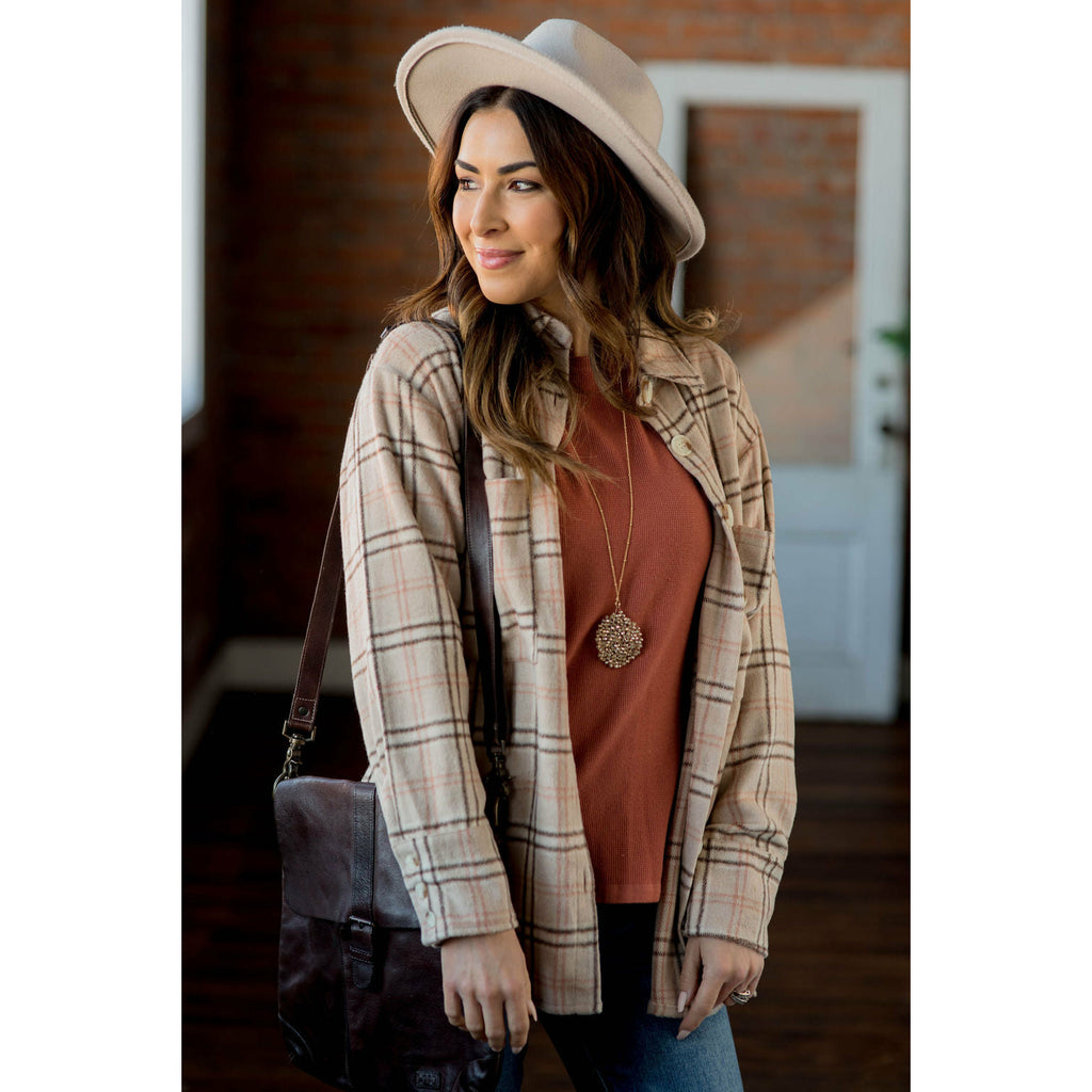 Touch of Marsala So Soft Plaid Shacket - Betsey's Boutique Shop