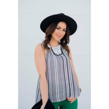 Striped Lace Top Tank - Betsey's Boutique Shop