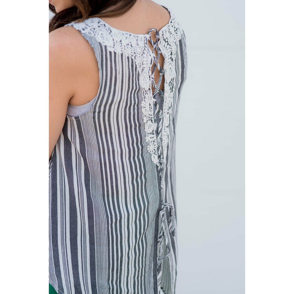 Striped Lace Top Tank - Betsey's Boutique Shop