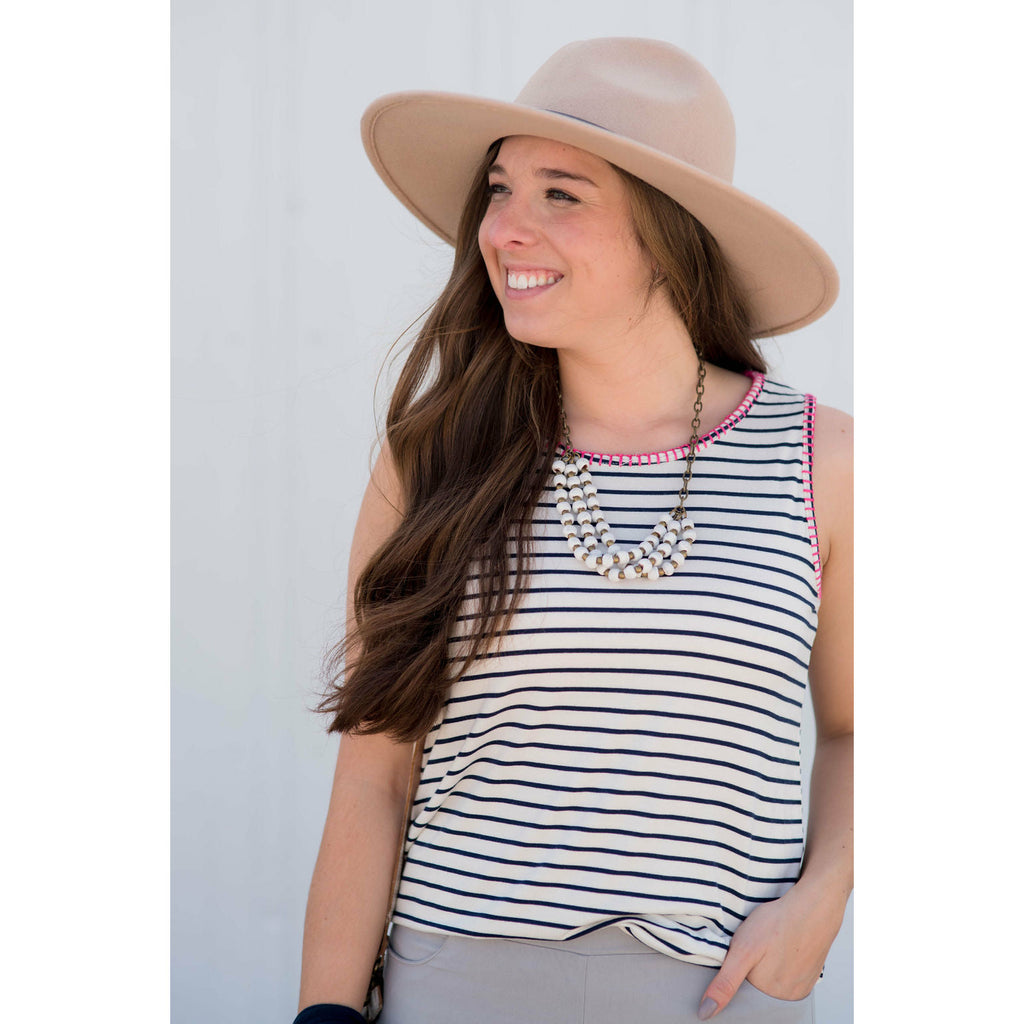 Pink Accented Striped Tank - Betsey's Boutique Shop