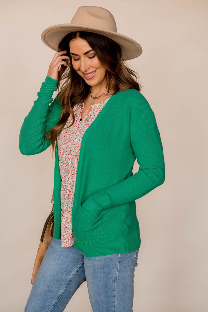 Basic Waffled Cardigan - Betsey's Boutique Shop -