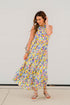 Watercolors Tiered Tie Back Maxi Dress