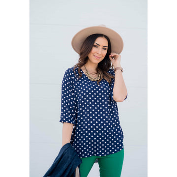 Polka Dot 3/4 Sleeve Blouse - Betsey's Boutique Shop