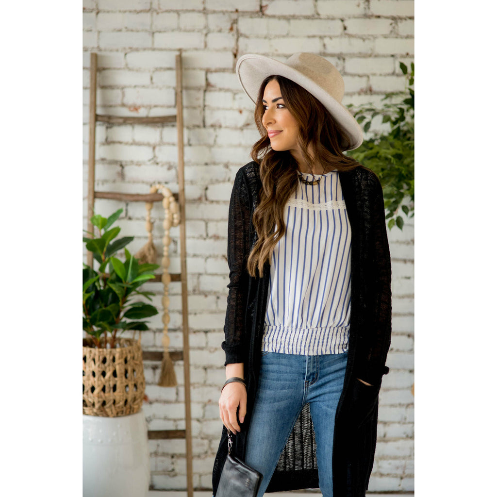 Vertical Striped Tissue Tunic Cardigan - Betsey's Boutique Shop