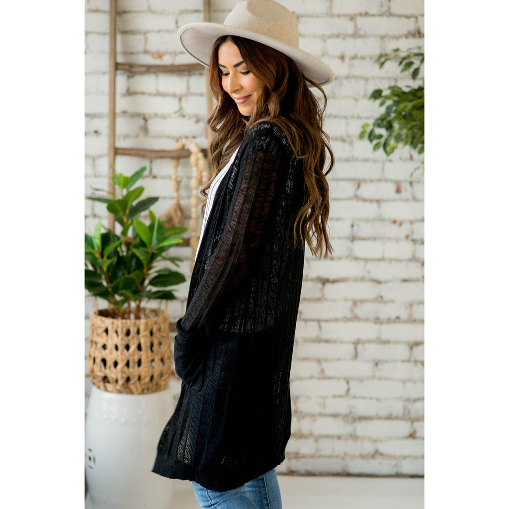 Vertical Striped Tissue Tunic Cardigan - Betsey's Boutique Shop