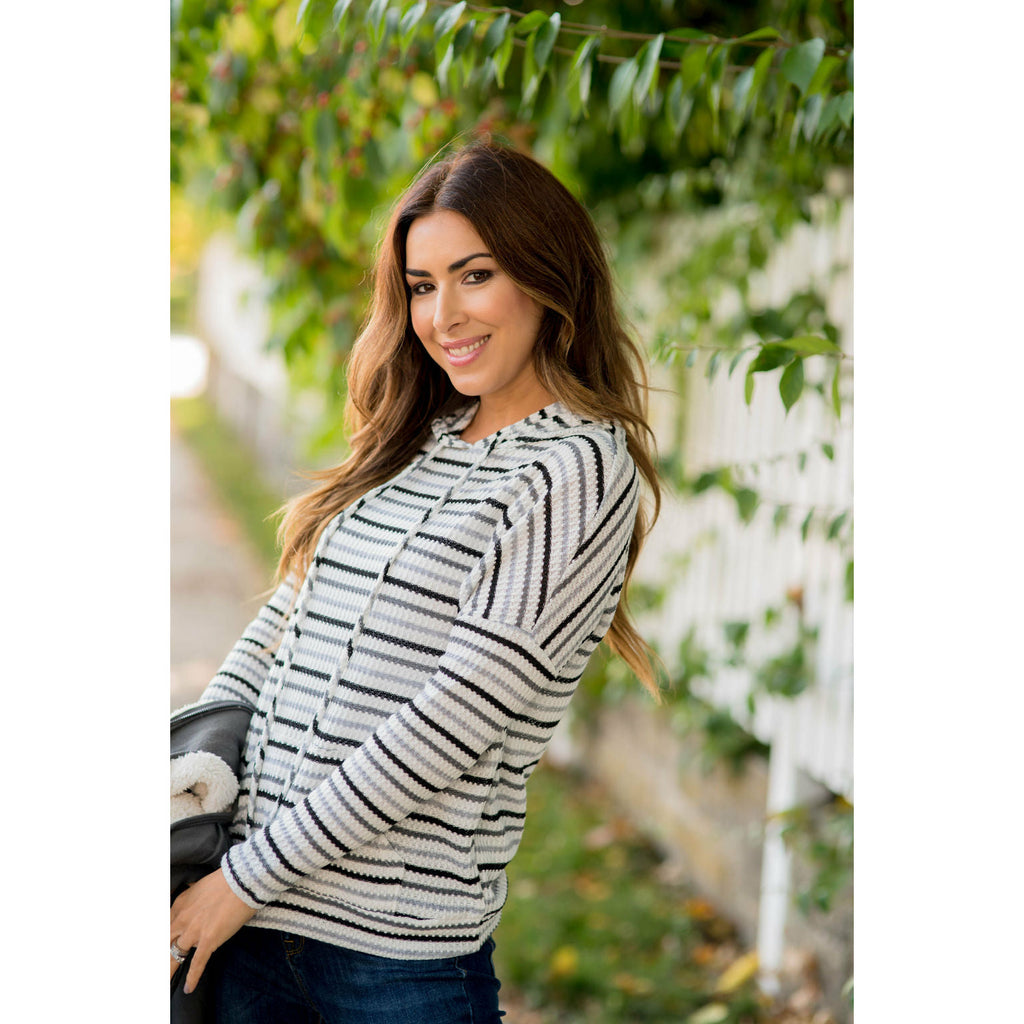 Banded Knit Hoodie - Betsey's Boutique Shop