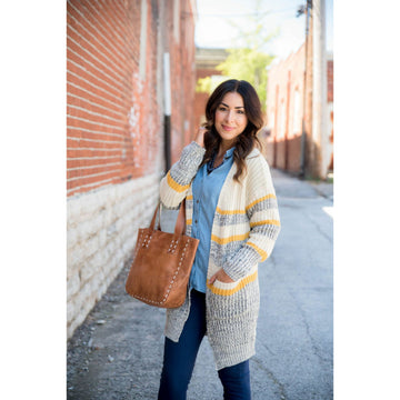 Mustard Knit Mixed Cardigan - Betsey's Boutique Shop