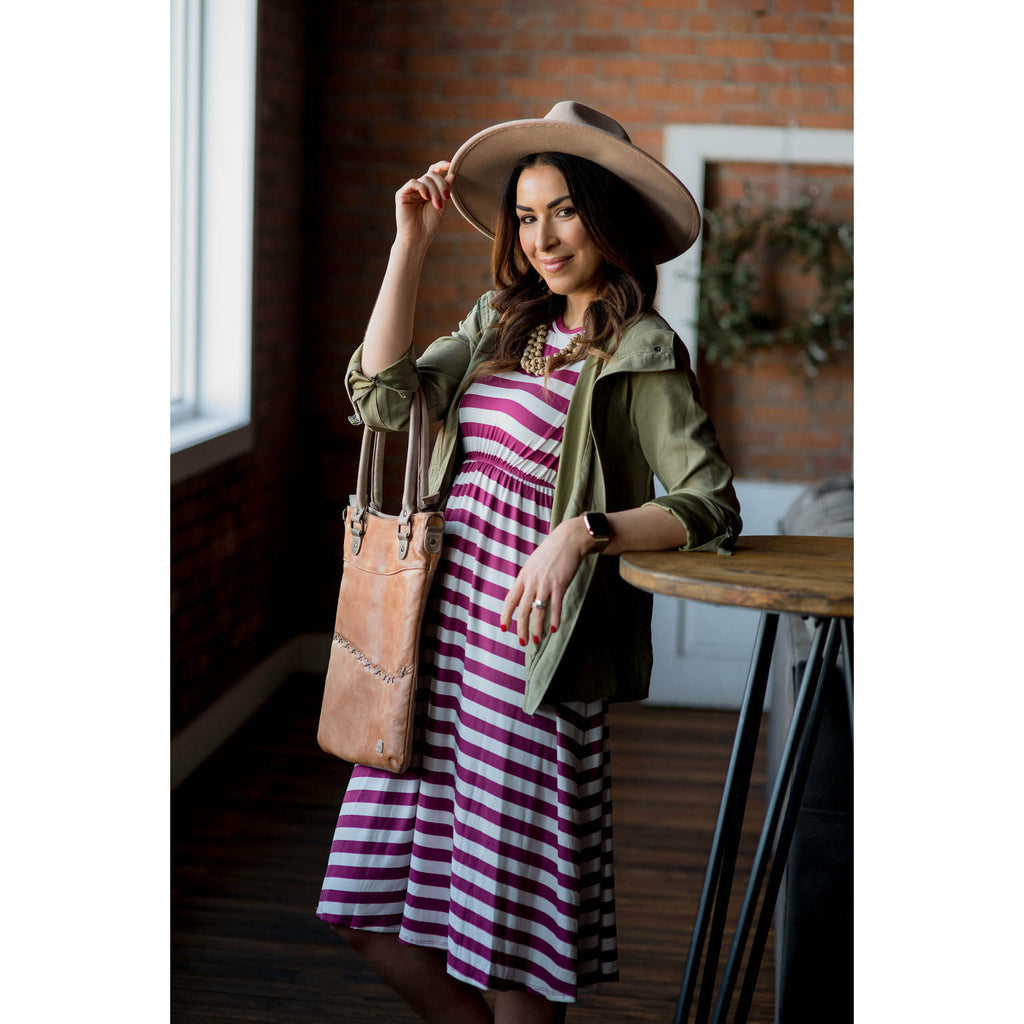 Magenta Striped Midi Dress - Betsey's Boutique Shop