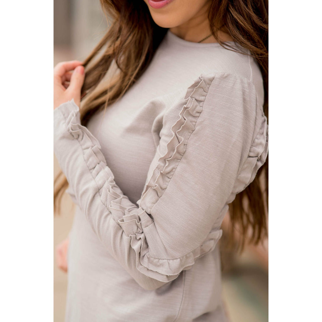 Double Ruffle Trimmed Sweatshirt - Betsey's Boutique Shop - Shirts & Tops