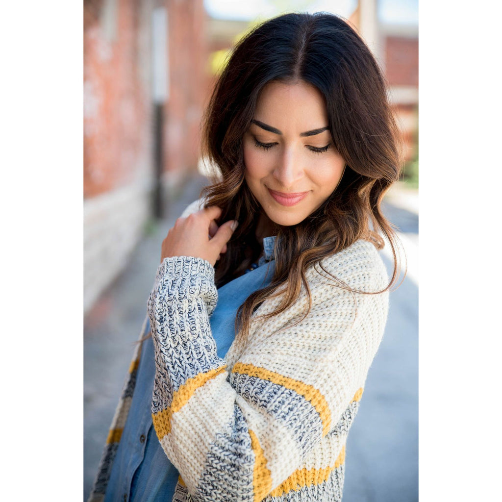 Mustard Knit Mixed Cardigan - Betsey's Boutique Shop