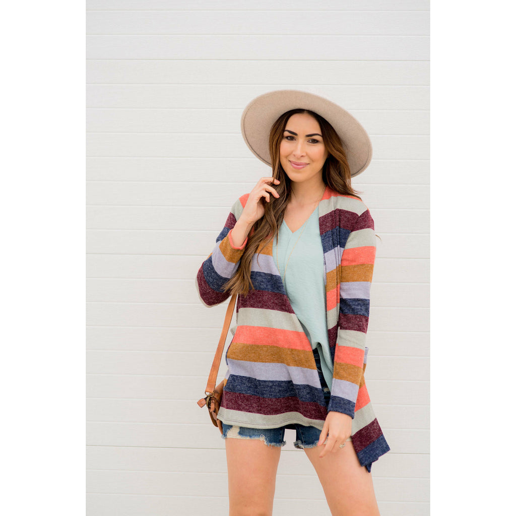 Lightweight Color Blocked Cardigan - Betsey's Boutique Shop