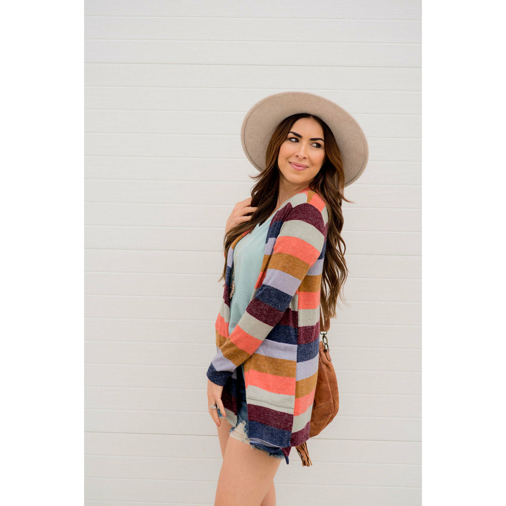 Lightweight Color Blocked Cardigan - Betsey's Boutique Shop