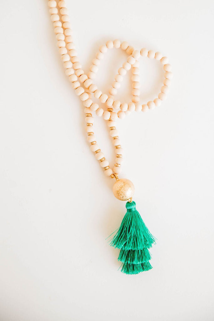 Tassel Accent Beaded Necklace - Betsey's Boutique Shop -