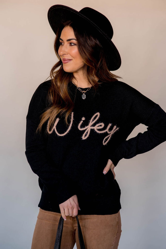 Wifey Sparkle Sweater - Betsey's Boutique Shop -