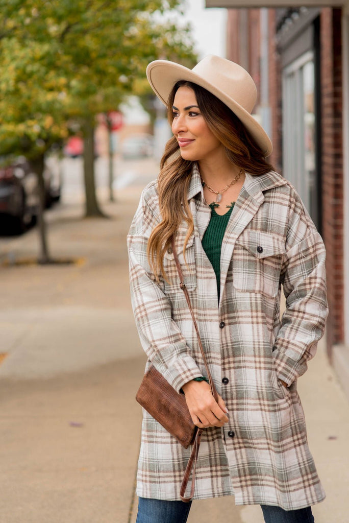 Chic Elongated Plaid Tunic Shacket - Betsey's Boutique Shop