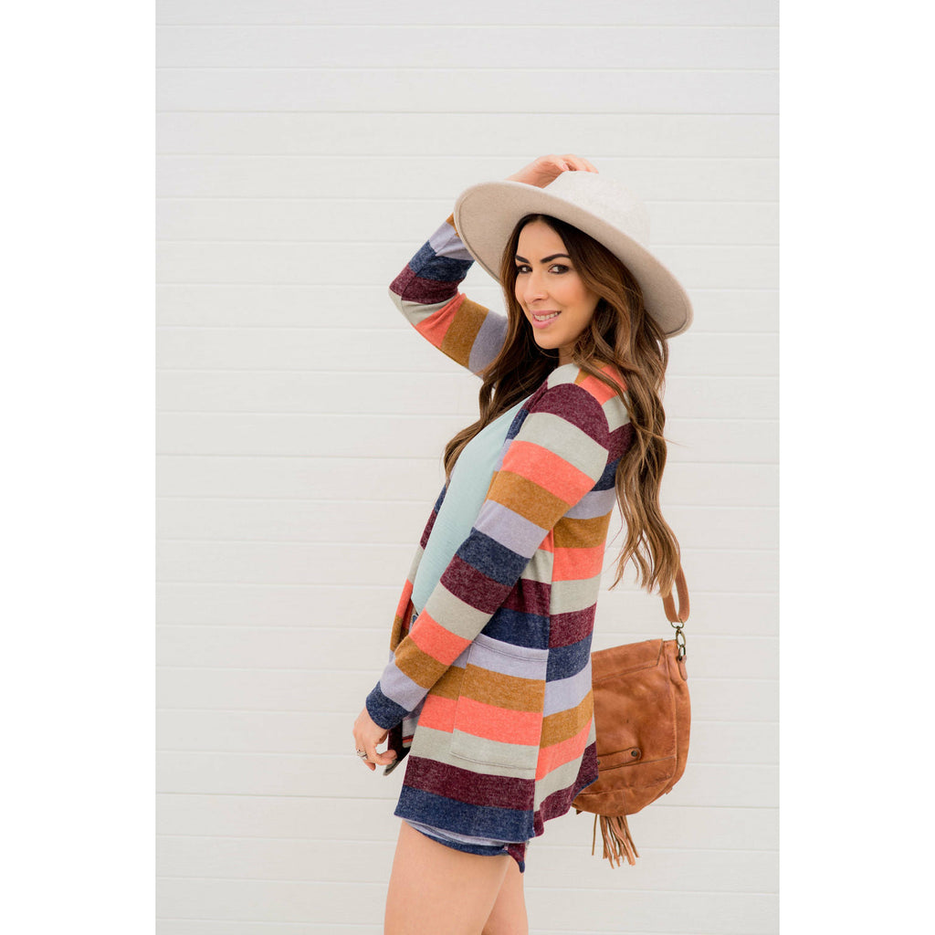 Lightweight Color Blocked Cardigan - Betsey's Boutique Shop