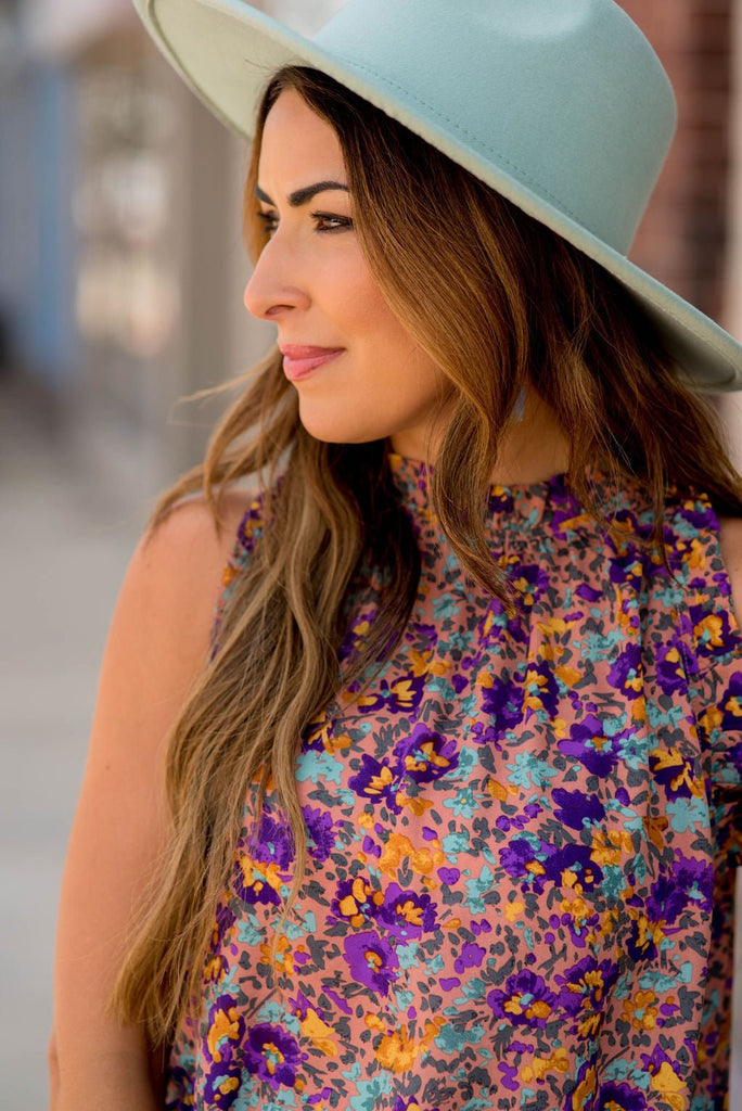 Floral Fun Ruffle Trim Tank - Betsey's Boutique Shop