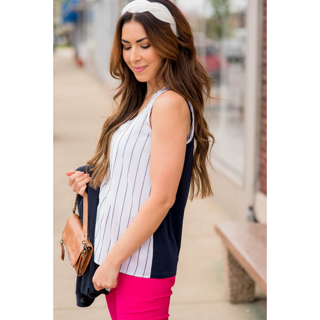 Thin Striped Front Tank - Betsey's Boutique Shop