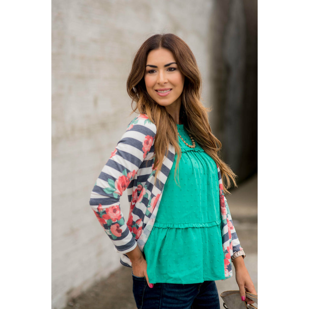 Floral Striped Cardigan - Betsey's Boutique Shop