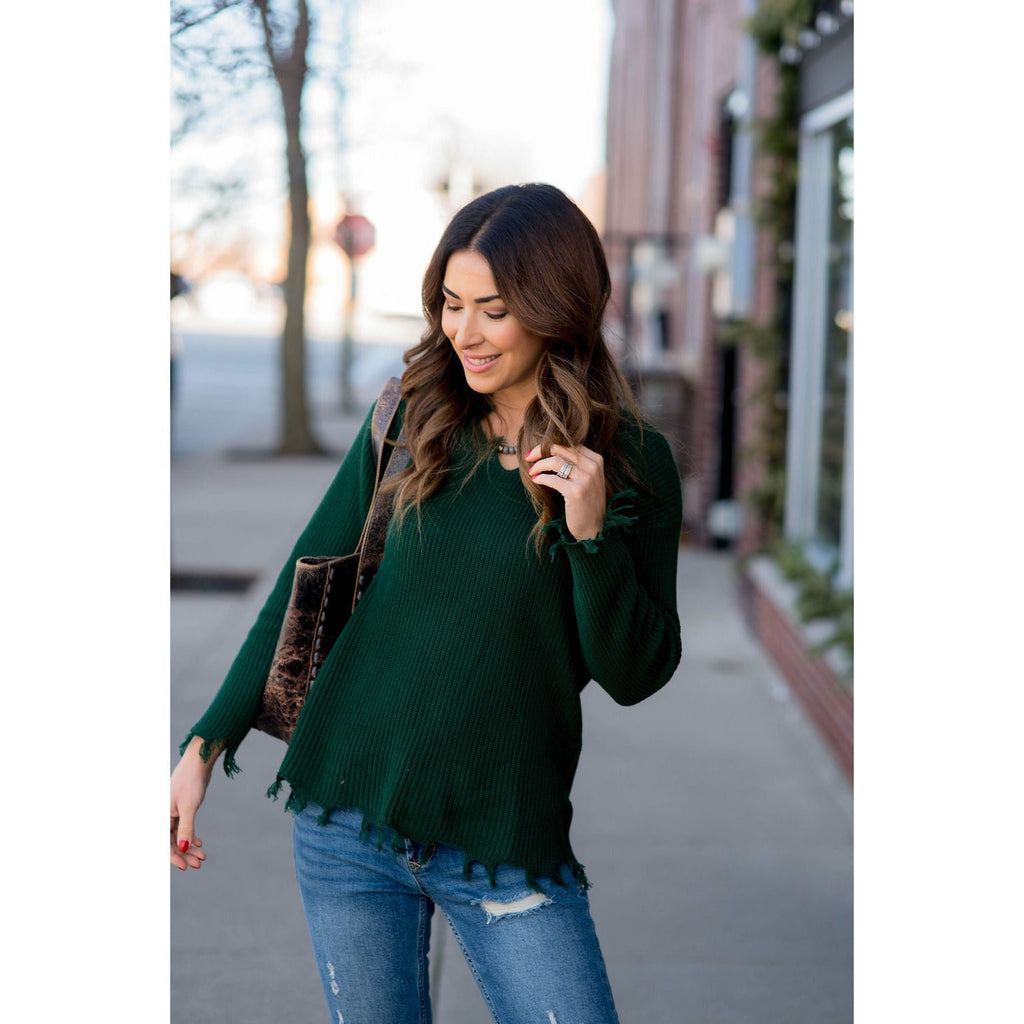 Distressed Sweater - Betsey's Boutique Shop - Outerwear