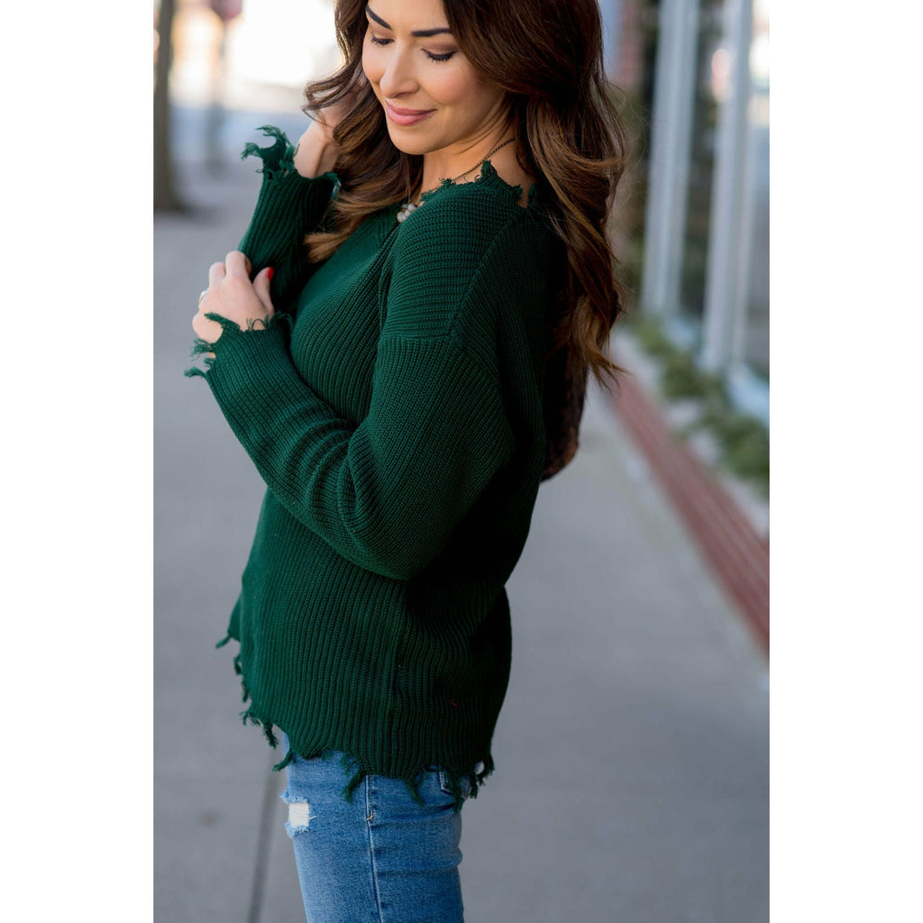 Distressed Sweater - Betsey's Boutique Shop - Outerwear