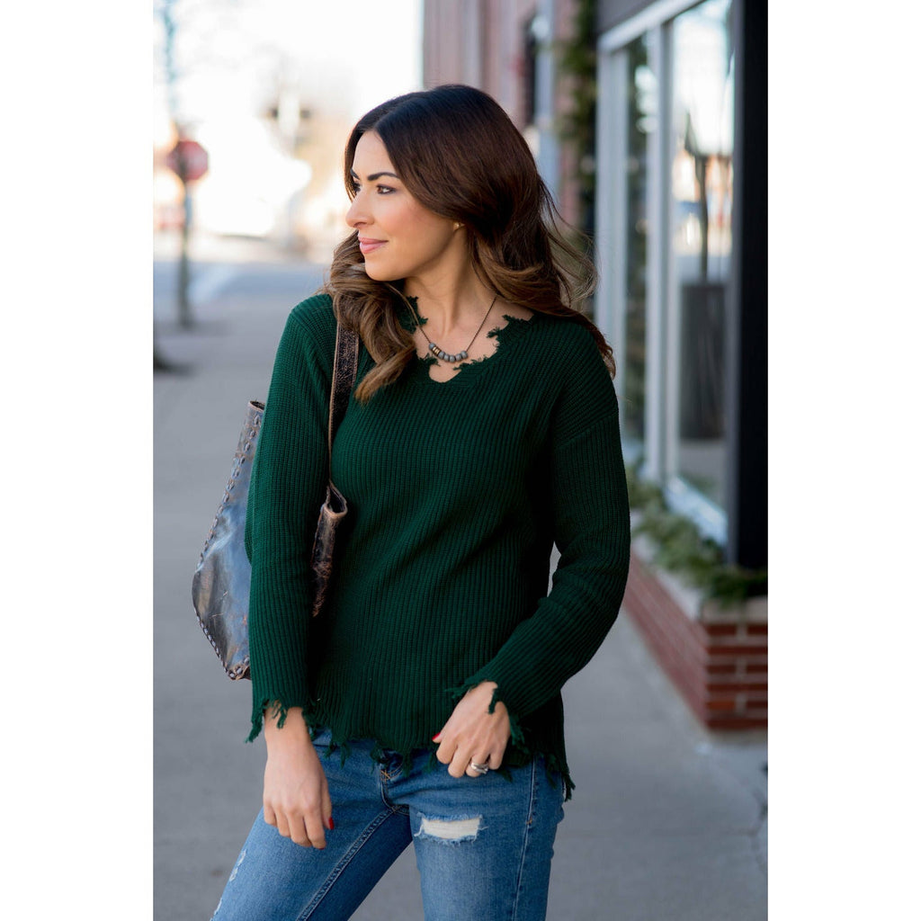 Distressed Sweater - Betsey's Boutique Shop - Outerwear