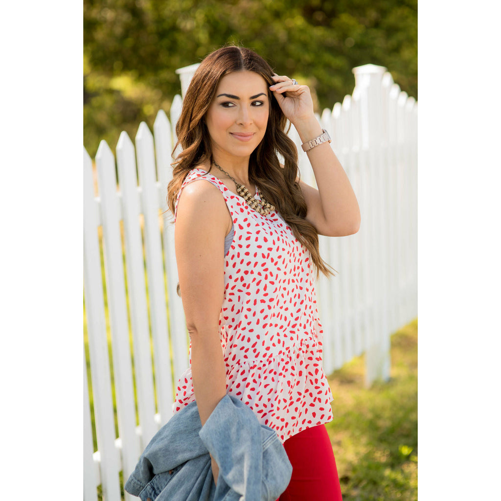 Dotted Peplum Tank - Betsey's Boutique Shop