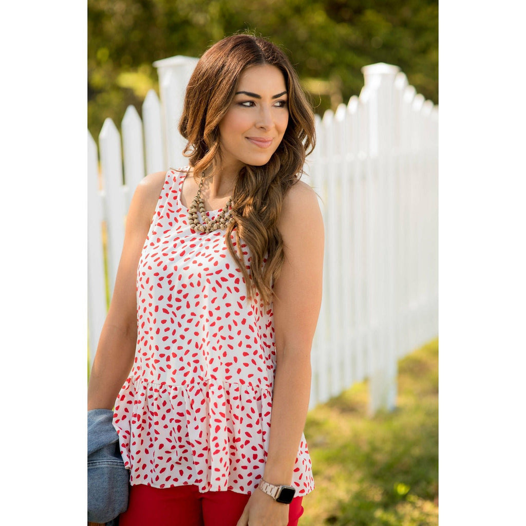 Dotted Peplum Tank - Betsey's Boutique Shop