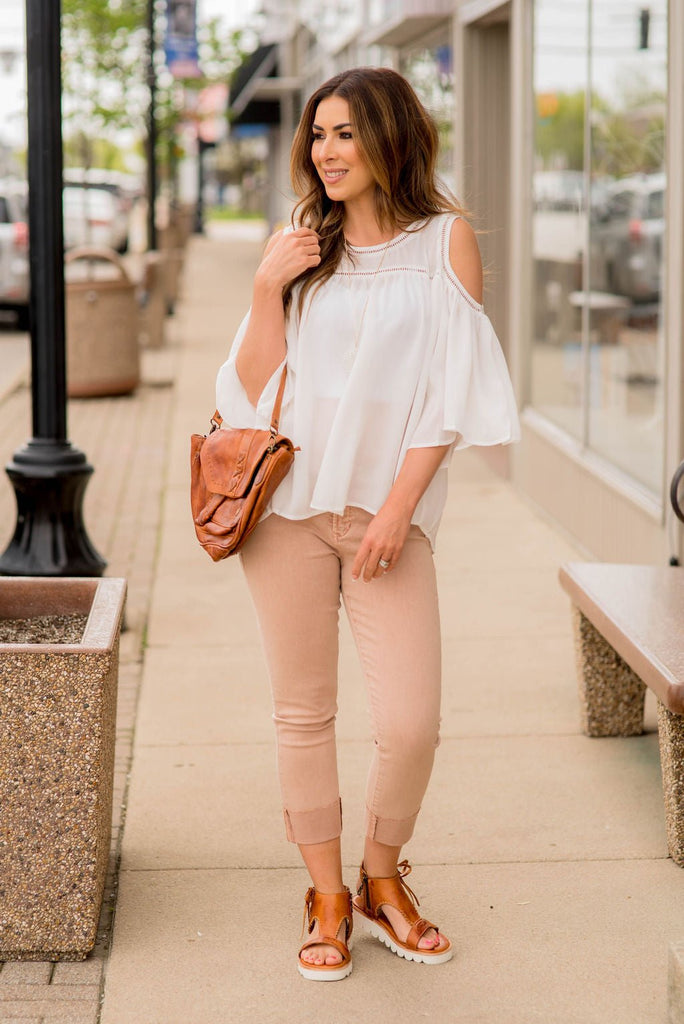 Detailed Cold Shoulder Blouse - Betsey's Boutique Shop -