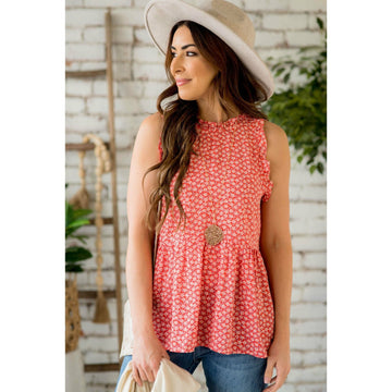 Mini Flower Ruffle Peplum Tank - Betsey's Boutique Shop