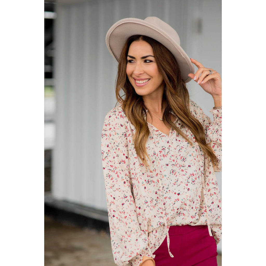 Fabulous Floral Confetti Cinched Sleeve Blouse - Betsey's Boutique Shop