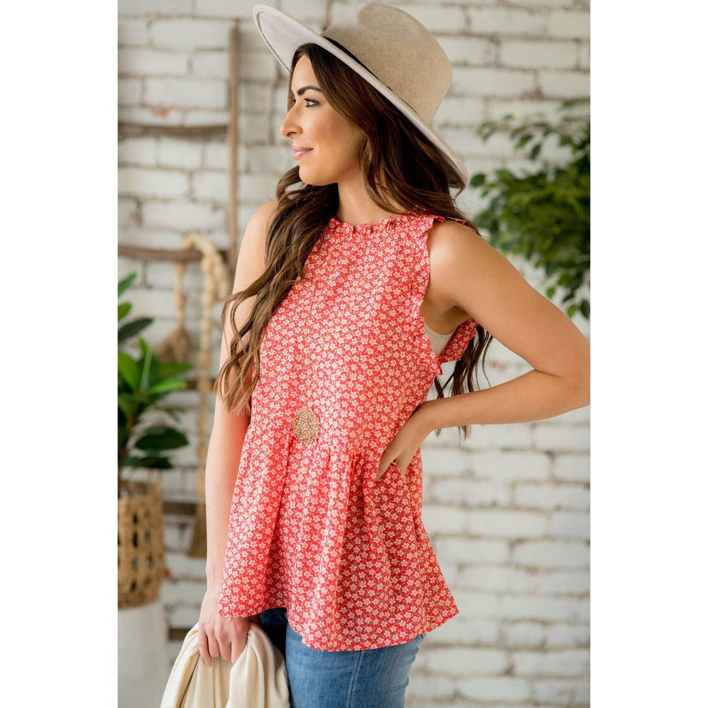 Mini Flower Ruffle Peplum Tank - Betsey's Boutique Shop