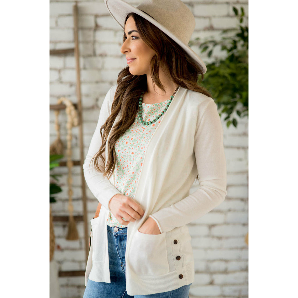 Side Button Pocket Cardigan - Betsey's Boutique Shop